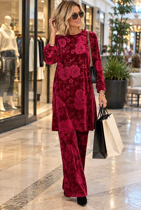 Johnny Was Pants - JOHNNY WAS Embossed Stretch Velvet Wide Leg Pant NWT SMALL